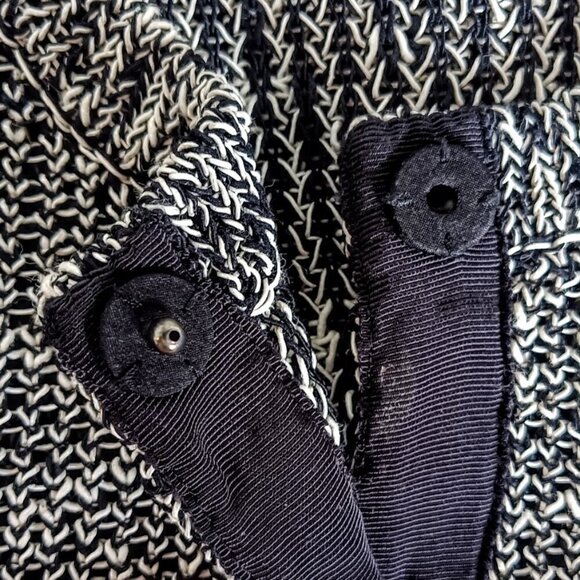 Eileen Fisher Petite Black White Linen Cotton Snap Front Cardigan - Picture 3 of 5